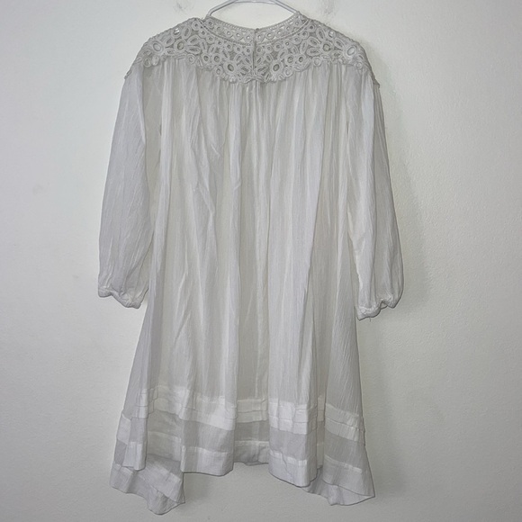 Isabel Etoile Marant Rita Asymmetric Embroidered White Sheer Dress Size 36 - Picture 9 of 11